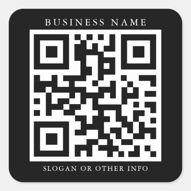 QR-kod, Business Black Fyrkantigt Klistermärke (Framsida)