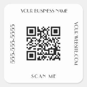 QR-kod, Business Black Modern Minimalist Scan Me Fyrkantigt Klistermärke