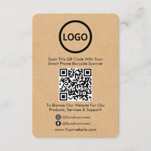 QR-kod Business Kraft Papper Social Media Enclosur Tilläggskort