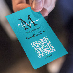 QR-kod - Business Logotyp Aqua Blue Visitkort