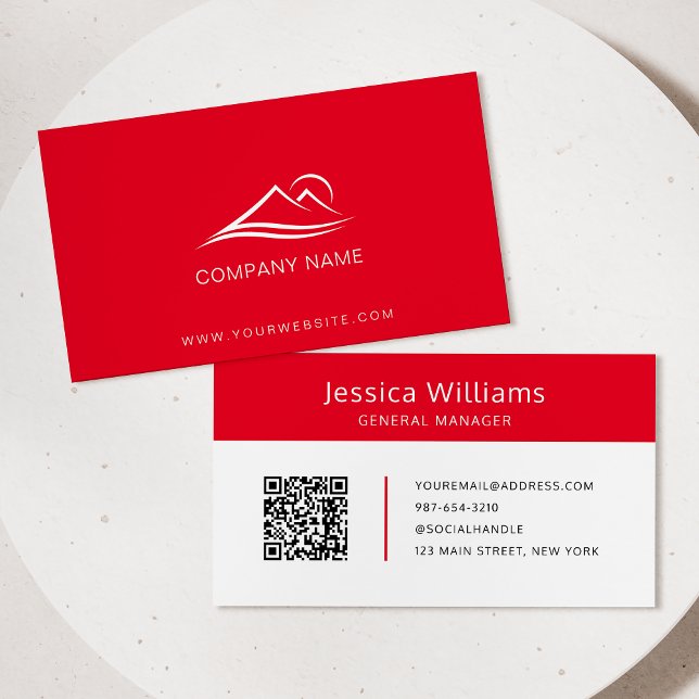 QR-kod - Business Logotyp Modern Professionell Red Visitkort (Skapare uppladdad)