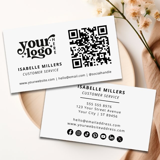 QR-kod - Business Logotyp Modern Professionell Whi Visitkort (QR Code Business Logo Modern Professional White Business Card)