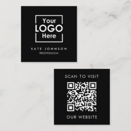QR-kod - Business Logotyp Professionell Black Whit Fyrkantigt Visitkort