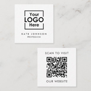 QR-kod - Business Logotyp Professionell Black Whit Fyrkantigt Visitkort