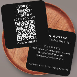 QR-kod - Business Logotyp Professionell Modern Bla Fyrkantigt Visitkort