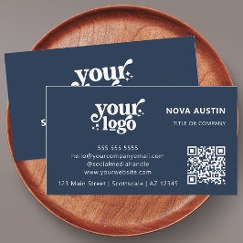 QR-kod - Business Logotyp Professionell Modern Blu Visitkort
