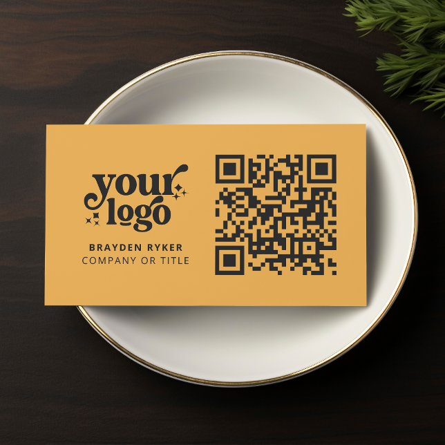 QR-kod - Business Logotyp Professionell Modern Gul Visitkort (Skapare uppladdad)
