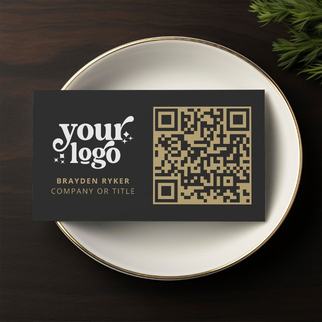 QR-kod - Business Logotyp Professionell Modern Gul Visitkort (Skapare uppladdad)