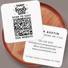 QR-kod - Business Logotyp Professionell Modern Whi Fyrkantigt Visitkort