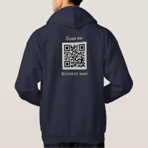 QR-kod - Business Logotyp Professionell Navy Blue Hoodie