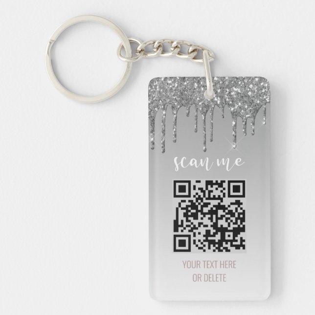 QR-kod - Business Logotyp Silver Glitter Drift (Framsidan)