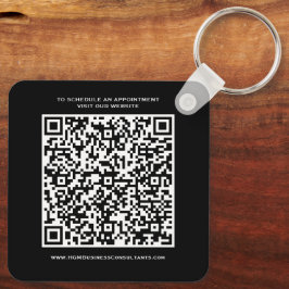QR-kod Business Monogram Logotyp Black Red White Nyckelring