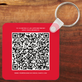 QR-kod Business Monogram Logotyp Red Black White Nyckelring