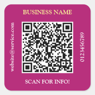 QR-kod Business Namn webbplats Promo Maroon Fyrkantigt Klistermärke
