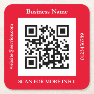 QR-kod Business Namn, webbplatsreklam, röd Underlägg Papper Kvadrat