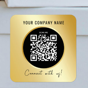 QR-kod - Business Scannable Connect Black Guld Fyrkantigt Klistermärke