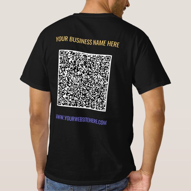 QR-kod Business T-Shirt Anpassningsbar Text och Fä (Baksida)