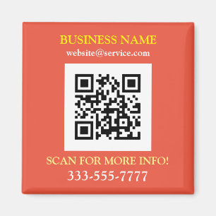 QR-kod, Buss. Namn Promo, Gult Vit Orange Magnet