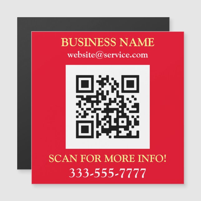 QR-kod, Buss. Namn Promo, Gult White Red (Fram/baksida)