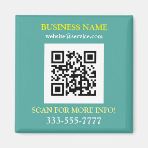 QR-kod, Buss. Namn Promo, Gult White Teal Magnet