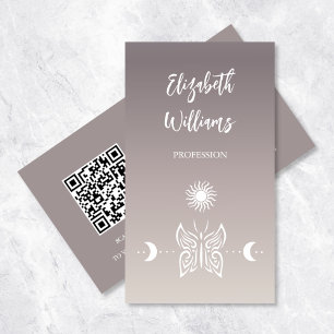 QR-kod Butterfly Måne Taupe Beige Tan-övertoning Visitkort
