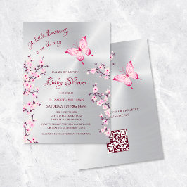 QR-kod | Butterfly Silver | Barnskor för flickor Inbjudningar