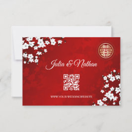 QR-kod | Cherry Blommar Red OSA China Bröllop Inbjudningar