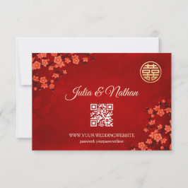 QR-kod | Cherry Blommar Red OSA China Bröllop Kort