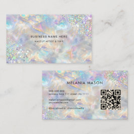 QR-kod Chic Holografisk Glitter Iridescent Opal Visitkort