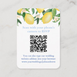 QR-kod Citroner Blå Och Vit Citrus Bröllop RSVP Tilläggskort