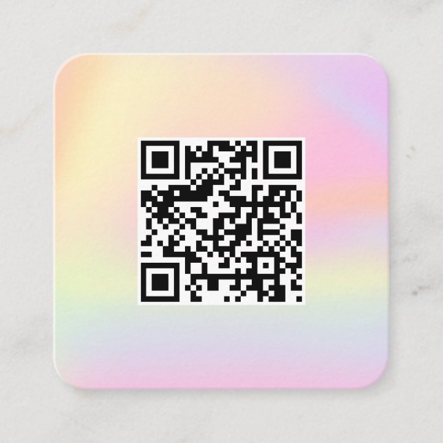 QR-kod Cute Rainbow Holograph make up Nail Artist Fyrkantigt Visitkort (Framsida)