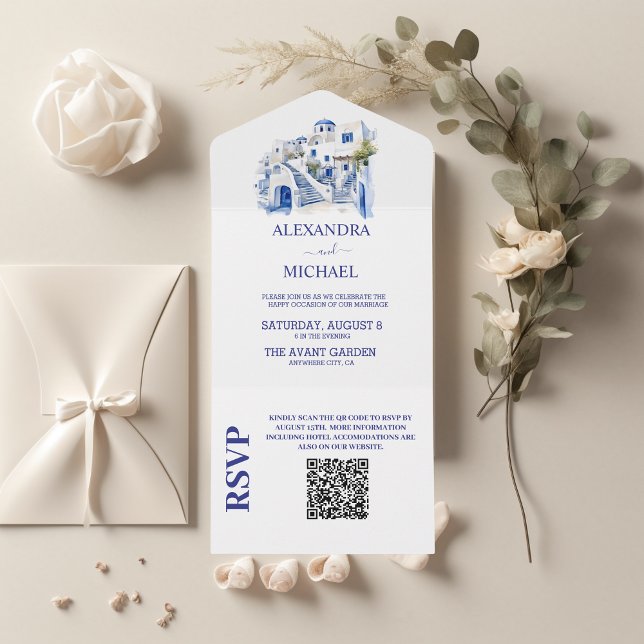 QR-kod Destination Greece Santorini Bröllop (Skapare uppladdad)