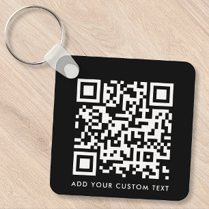 QR-kod Din text, svart, modern, minimal Nyckelring