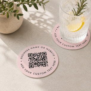 QR-kod Drickgarderober Rosa Företagsreklamateria Underlägg Papper Rund