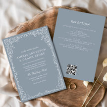QR-kod Dusty Blue Elegant Minimal Bröllop
