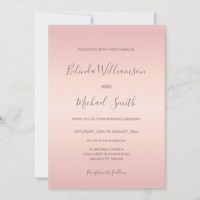 QR-kod | Dusty Rosa Simple Elegant Script Bröllop Inbjudningar (Framsida)