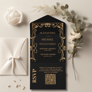 QR-kod Elegant Art nouveau Bröllop