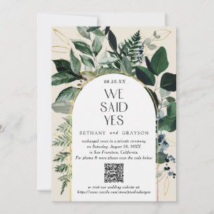 QR-kod, Elegant Beige Modern Botanical Bröllop Meddelande