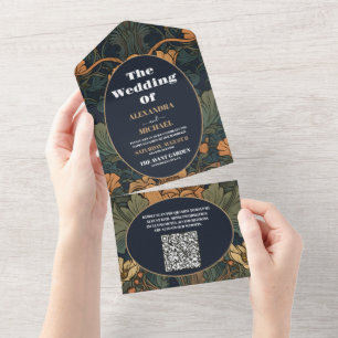 QR-kod Elegant Blommigt Art nouveau Bröllop