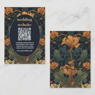 qr-kod, Elegant Blommigt Art nouveau Bröllop Tilläggskort