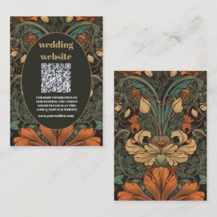 qr-kod, Elegant Blommigt Art nouveau Bröllop Tilläggskort