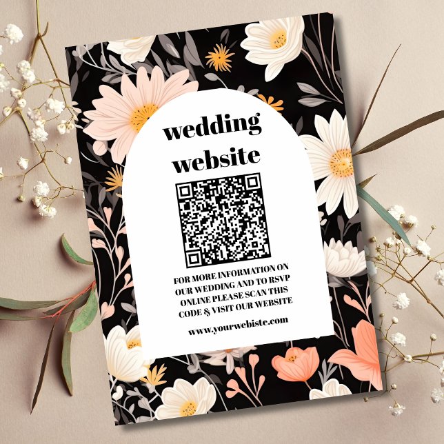 qr-kod Elegant Boho Wildblomma Bröllop Tilläggskort (Skapare uppladdad)