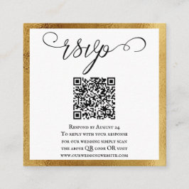 QR-kod Elegant Guld Black White Bröllop OSA Tilläggskort
