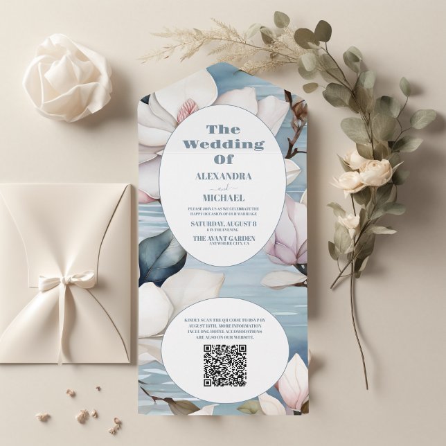 QR-kod Elegant Magnolia Bröllop (Skapare uppladdad)