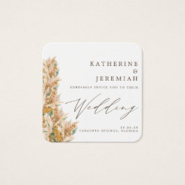 QR-kod Elegant Pampas Grass Wedding bjudande Fyrkantigt Visitkort