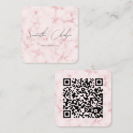 QR-kod Elegant Rosa Marmor Handskriven Stilsnittss Fyrkantigt Visitkort