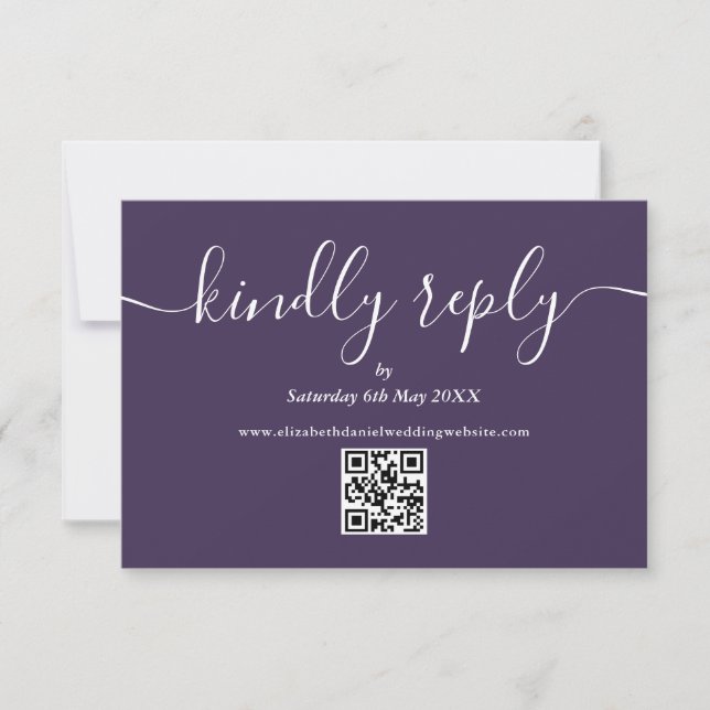 QR-kod Elegant skript Vänligen svara Lila OSA Kort (Framsida)