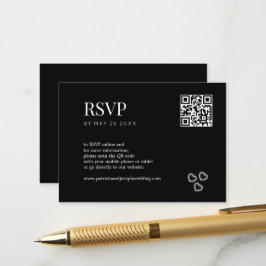 QR-kod Elegant Svart & Vit Minimalistisk Bröllop Tilläggskort
