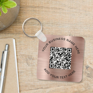 QR-kod eller Logotyp för främjande av Ro Guld Nyckelring