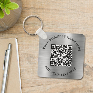 QR-kod eller Logotyp för främjande av Silver Nyckelring